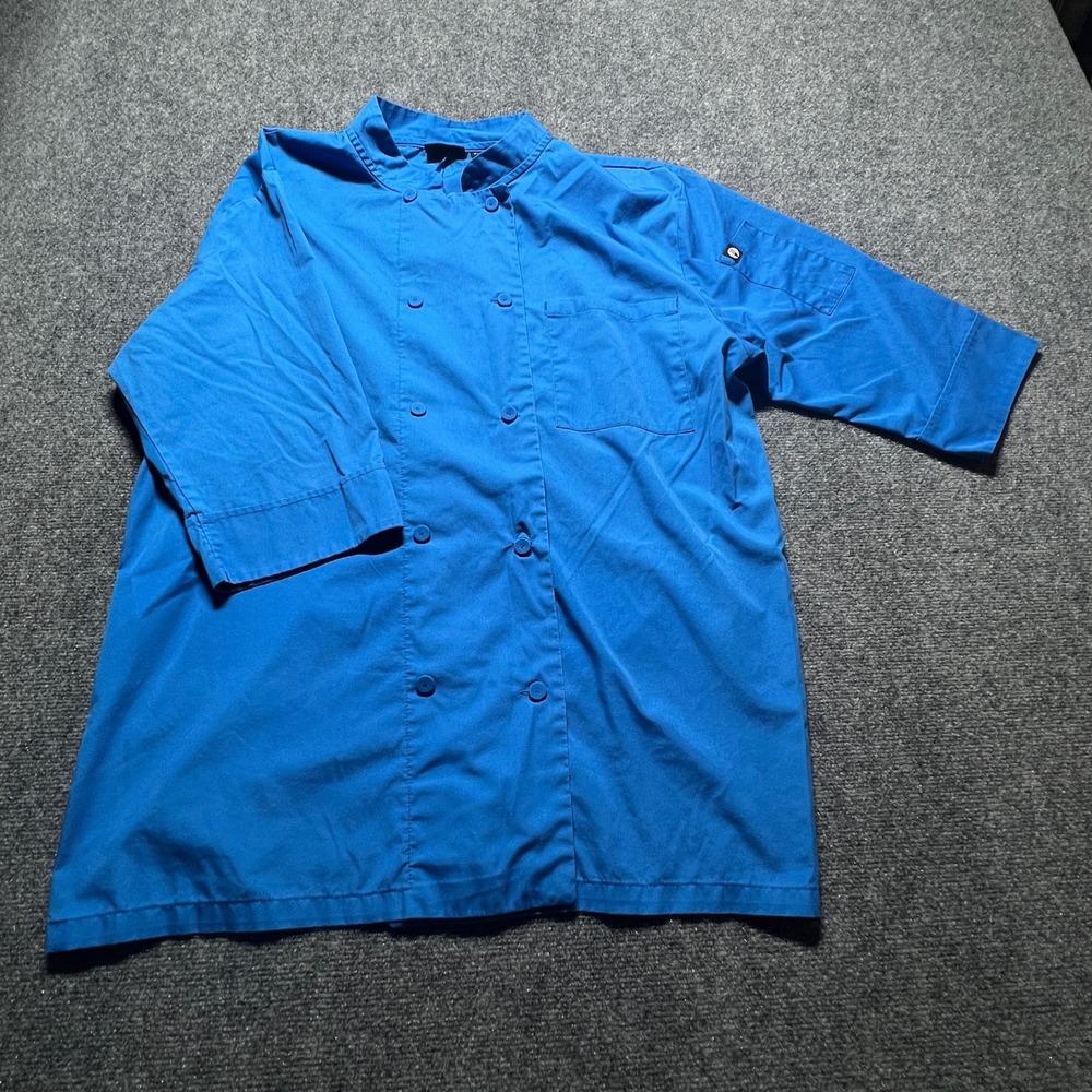 Chef Works Mens Blue Double Breasted 3/4 Sleeve Chef Coat Jacket XL JLCL FAB003